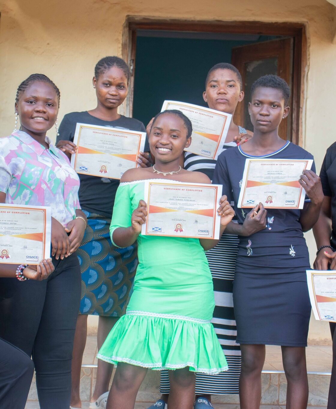 Eight adolescent girls in Lilongwe completed Mwayi Wosintha's Pioneers of Change entrepreneurship course, gaining business skills, challenging gender barriers, and launching their own maize flour enterprise with startup support.